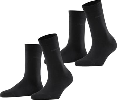 Esprit Basic Easy 2-Pack drukvrije comfort tailleband katoen multipack sokken dames zwart - maat 35-38