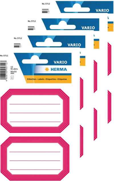 Herma Schoolboeken etiketten - stickers - 48x - roze/wit - 8.2 x 5.5 cm