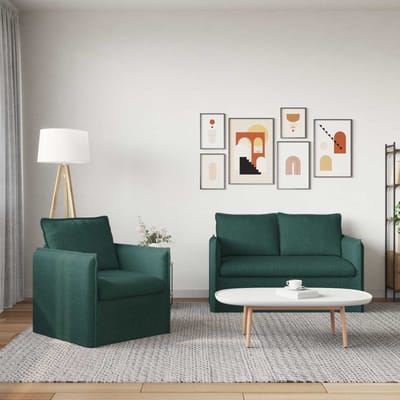 vidaXL Bankstel 2 pcs Donkergroen 136 x 82 x 85 cm Stof