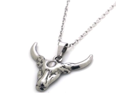 ketting met stier zilver - necklace bull - collier - bedel - stainless steel - cadeau - dier - mama - dochter