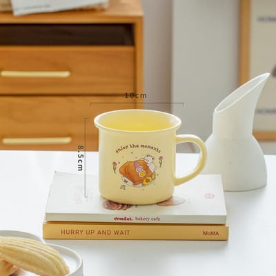 Leuke Keramische Mok Cartoon Crème Melk Ontbijtkop Hoog Uitziende Thuis Koffiekop Meisjes Afternoon Tea Kop 380ML
