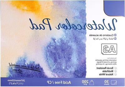 Watercolor papierblok van 200g met 30 vellen, katoen, ideaal voor schilderen, schetsen en kunstprojecten