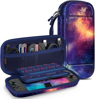 Geschikt voor Nintendo Switch 2 - Hard Shell Beschermhoes - Draagbare Reistas met 20 Game Card Slots - Binnenzak voor Accessoires - Melkweg