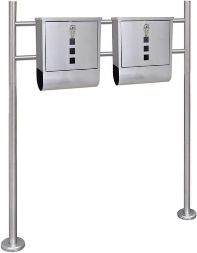 Dubbele brievenbus - Postbus met standaard - Post ontvangen - Met krantenhouders - 31 x 105 x 335 cm