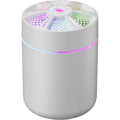 Humidificateur d'air Mini pour Voiture 180ML Diffuseur d'Arôme Électrique USB Portable Purificateur d'Huiles Essentielles Aromathérapie avec Lumière Colorée pour Voiture Maison Chambre à Coucher 1pcs blanc