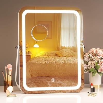 Dimbare Make-upspiegel met Verlichting en 360 Graden Rotatie - 30 x 35 cm, 3 Kleuren, Smart Touch Bediening