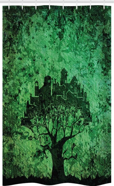 ABAKUHAUS Douchegordijn – groene stof 120x180 cm, 12 haken