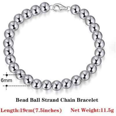 Orsa Jewels 925 Sterling Zilver Italiaans 4mm /6mm Kralen Bal Strand Ketting Armband Voor Dames Heren Armbanden Sieraden Groothandel Sb103 white