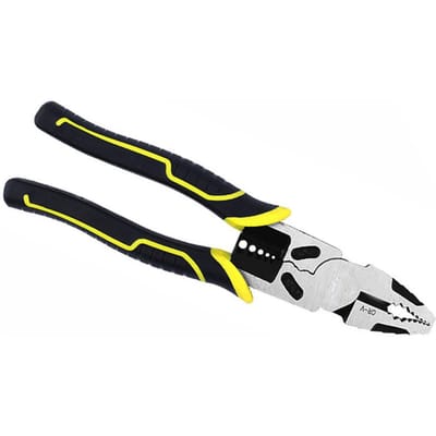 Multifunctionele Tang Krachtbesparend Knippen Krimpen Draadstripper Tang Geel 9in black