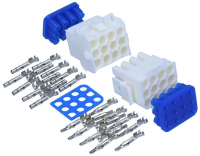 Kalitec KALI-1112 Universele MATE-N-LOK Set 12-pins met contacten en afdichtingen IP 57 | Witte elektrische connector van polyamide 6.6 | Afgedichte connector voor verlichting en printplaten