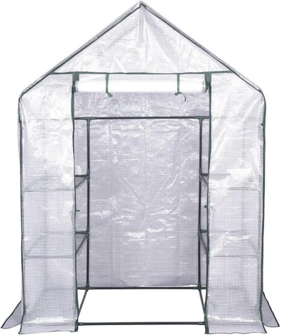 Grote tuinkas - Plantenkas kweekkas - Planten beschermen - 6 niveaus - 143 x 73 x 195 cm - Wit