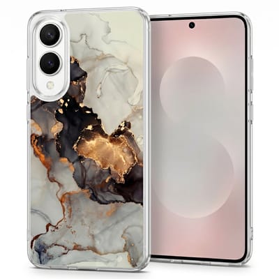 Hoesje - Geschikt voor Samsung Galaxy S25 Edge - Marmer Design - Shockproof Telefoonhoes - Transparante Back Cover Wit