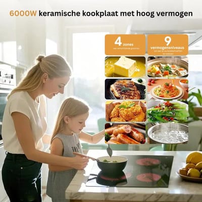 NBAP® Inductie Kookplaat Vrijstaand - Elektrische Kookplaat 4 Pits - Zwart