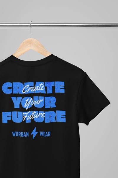 Oversized shirt - Create Your Future - Wurban Wear | T-shirt | Merk kleding | Unisex tshirt | Streetwear | Pump cover | Techno outfit | Merk shirt | Gym shirt | y2k | Techwear | Urban | Grote maten | T-shirt heren | T-shirt dames | Zwart