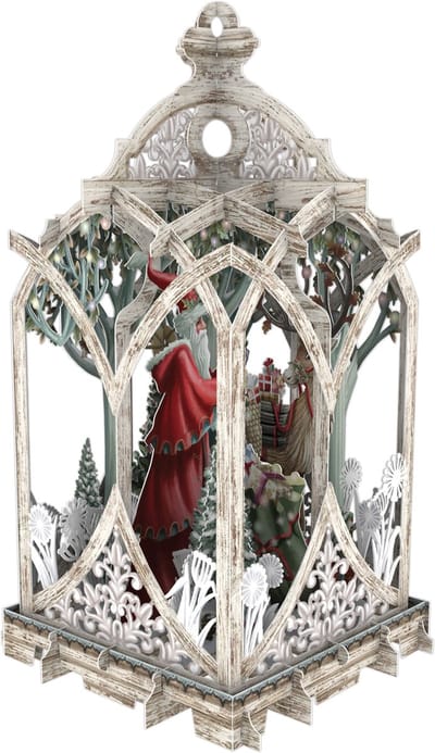3D-Pop Up Wenskaart White Lantern - Laser gesneden kerstkaart