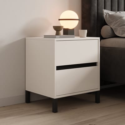 Meubella - Montellini - Nachtkastje - Beige - 48x40x55 cm