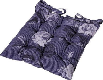 Madison bistro tuinkussen Denim flower 46x46 cm - blauw