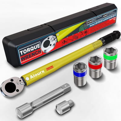 Momentsleutel Set - Verstelbare Sleutel - Precisie Bouten Aandraaien - Gepoedercoat Staal - 1/2 Inch - Geel