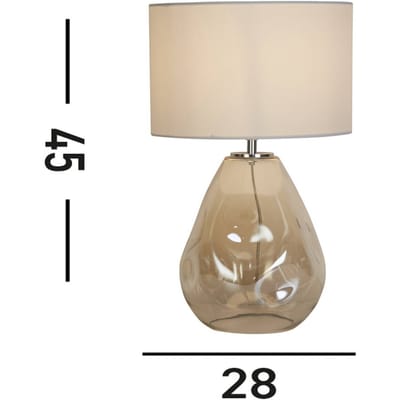 Searchlight Devon tafellamp, wit/crème, hoogte 44,5 cm, textiel/glas