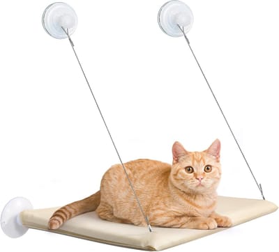 Famanu – Kattenhangmat -kattenmat voor aan het raam -wandhangmat -grote ligplek -kantelbaar -stabiel kattenbed voor katten tot 25 kg
