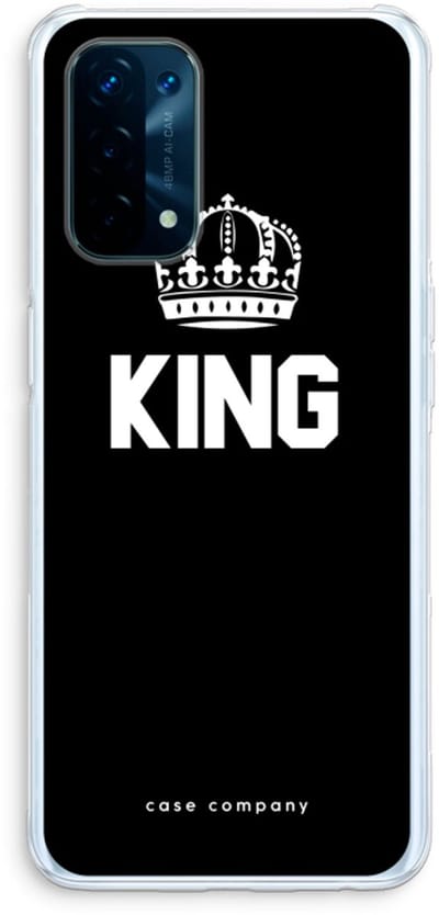 Case Company® - Hoesje geschikt voor Oppo A74 5G hoesje - King zwart - Soft Cover Telefoonhoesje - Bescherming aan alle Kanten en Schermrand