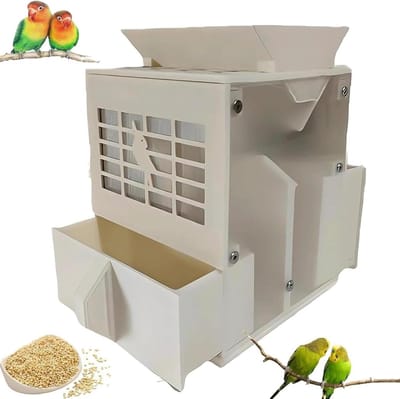 Zaadscheider Vogelvoer - Graanreiniger - Vogelvoer Verwerken - Efficiënte Schelpenverwijdering - 10x10x13 cm - Wit