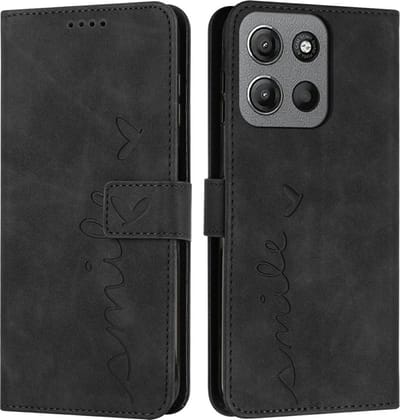 Coverup Hoesje - Geschikt voor Motorola Moto G15 / G17 (Power) Hoesje - Coverup Smile Book Case - Zwart