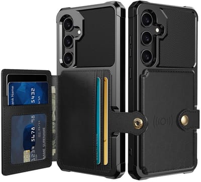 Portemonnee Hoesje Geschikt voor Samsung Galaxy S25 FE - Back Cover met Pasjeshouder - Telefoonhoesje voor Pinpas - Kaarthouder op Achterkant - Case met Magneet Zwart
