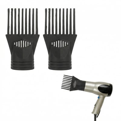 Dailygoods - Haardroger Kam Diffuser - Haardrogeraccessoires - Eenvoudig te installeren - Zwart - Kammen - Geschikt voor de meeste haardrogers - 2 stuks