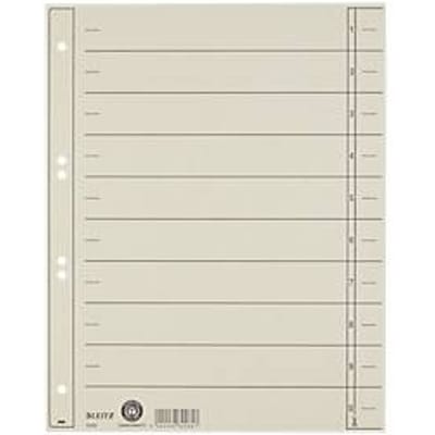 Leitz Staffeltabblad Karton - Beschrijfbare Tabs, 2/4-rings - Voor Ordners en Ringbanden - Grijs