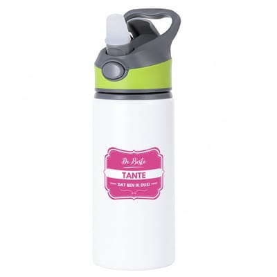 Hacebo® - De beste tante waterfles met rietje groen - Tante - een tante - verjaardagscadeau - verjaardag - cadeau voor tante - cadeau - kado - geschenk - gift - tante artikelen - water fles - 650ML