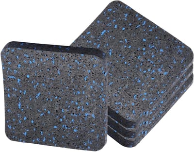 Loopbandmat - Vloerbeschermer Fitness - Apparatuur Dempen - Trillingsremmend Rubber - 4 stuks - Zwart Blauw