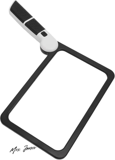 Mrs. Jones Vergrootglas met Licht 5x Opvouwbare Handloep met 3 Lichtmodi 48 Led Rechthoekig Vergrootglas voor Senioren die Kranten Lezen Boeken Verlicht voor Slechtzienden met Verstelbare Halsband .