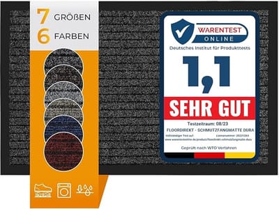 FLOORDIREKT Dura Deurmat - Robuust & Duurzaam - In vele Maten en Kleuren - Antislip Schoonloopmat - Voor Binnen en Buiten - Antraciet - 40 x 60 cm
