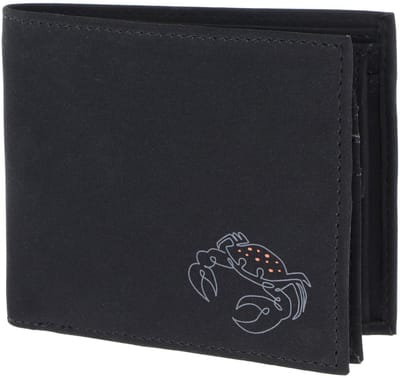 oxmox portemonnee New Cryptan RFID Protect Querscheinbörse Crab Print Grey Black zwart