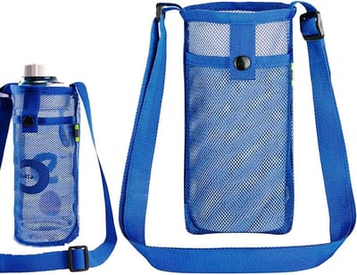 Draagbare Waterfles Tas met Verstelbare Strap - Ideaal voor Wandelen, Reizen en Kamperen, Mesh Waterfles Houder