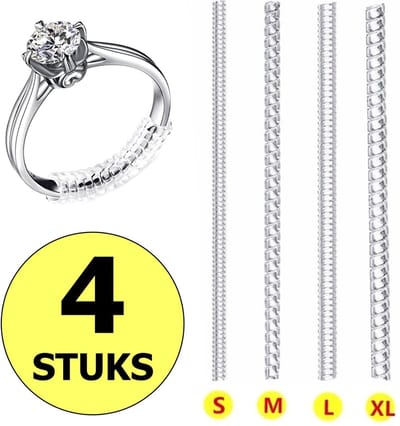 Fako Bijoux® - Ringverkleiner Set - Ring Verkleiner Onzichtbaar - 4 Stuks - Transparant