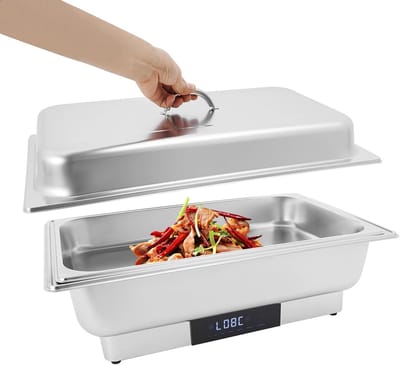 Elektrische Chafing Dish - Buffet Server - Gerechten Warm Houden - Temperatuurregeling Touchscreen - 9 Liter Inhoud - Zilver