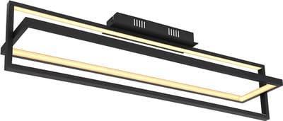 Plafondlamp Woonkamerlamp, Dimbaar nachtlampje Afstandsbediening Timer zwenkbaar, metaal zwart, 1x LED 23W 880Lm 2700-6500K, LxBxH 82x18x21,5cm