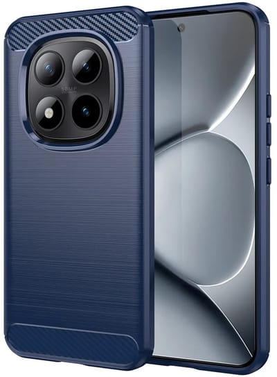 MobyDefend Hoesje - Geschikt voor Xiaomi Redmi Note 15 Pro Plus 5G - TPU Backcover - Geborstelde Metaal & Carbon-Look - Blauw