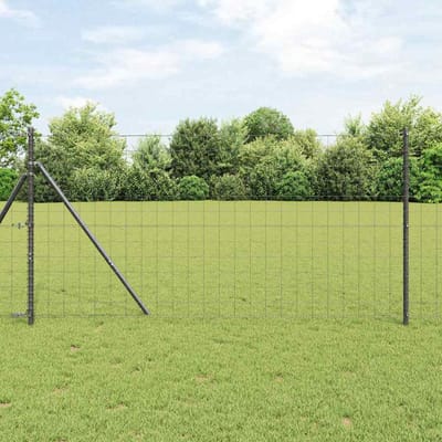 vidaXL - Euro-hek - met - grondbevestiging - 10 - x - 1 - m - PVC-Coated - Staal - Grijs