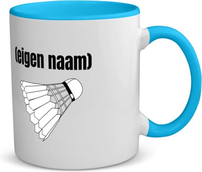 Akyol - badminton shuttle met eigen naam koffiemok - theemok - blauw - Badminton - badmintonner - sport - verjaardag cadeau - kado - geschenk - 350 ML inhoud