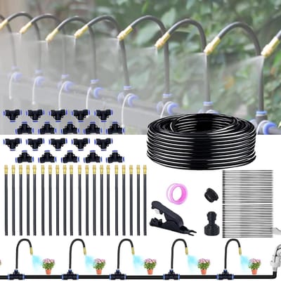 Tuin Irrigatiesysteem - Bewateringsset Sproeiers - Planten Besproeien - 360° Verstelbare Slang - 20 Meter - Zwart