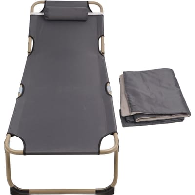 Lit de camping pliable, chaise longue pliante portable d'extérieur réglable à 4 positions pour adultes