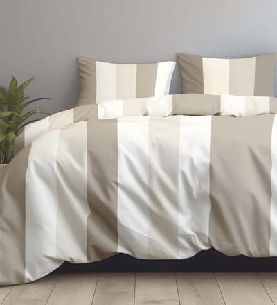 Dekbedovertrek - Micropercal - Soepel & Zacht - 240 x 220 cm - Beige Lines