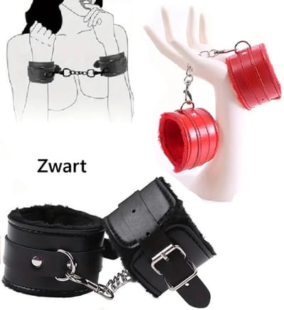Pluche BDSM Handboeien I Erotische PU Leren Handboeien I Eotische Speelplezier I Verstelbaar I Bondage I Zwart