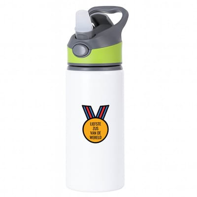 Hacebo® - liefste zus van de wereld waterfles met rietje groen - Zus - de liefste zus - verjaardagscadeau - verjaardag - cadeau - cadeautje voor zus - zus artikelen - kado - geschenk - gift - water fles - 650ML