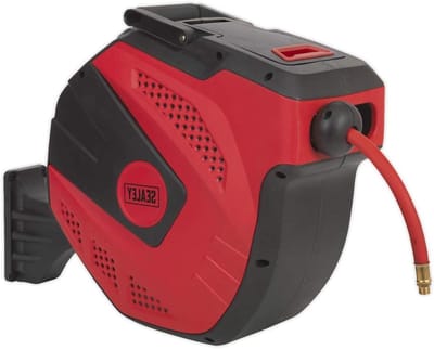 Luchtslanghaspel - Automatische slang - Werkplaats organiseren - Gecontroleerd terugspoelen - 20 Meter - Rood