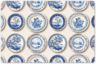 Placemats 45x30 cm - Placemat kunststof - 1 stuk - Borden - Bomen - Planten - Blauw - Borden onderleggers - Decoratie voor op tafel - Keuken tafeldecoratie accessoires - Vinyl onderlegger - Tafelversiering