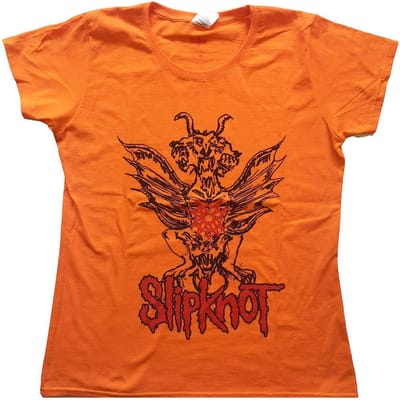 Slipknot - Winged Devil Dames Tshirt - XS - Oranje